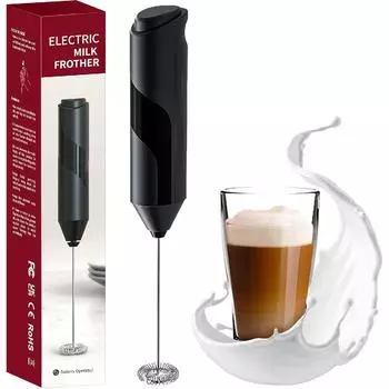 Насадка для вспенивания молока, ручной миксер для вспенивания молока, электрический венчик для приготовления пены для кофе, горячего шоколада, матча, капучино, латте, из нержавеющей стали чёрный