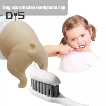 Насадка для зубной пасты в виде какающей собаки, универсальная, простая в установке, забавная крышка для дозатора зубной пасты, декор для ванной комнаты светло-желтого
