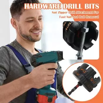 Насадка-гайковерт с шестигранным хвостовиком для резьбовых стержней 1/4 дюйма, 3/8 дюйма и 1/2 дюйма для быстрого удаления гаек и болтов One Size