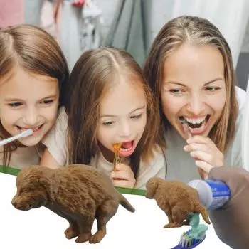 Насадка на зубную пасту для какающей собаки, забавный колпачок для зубной пасты, дозатор зубной пасты для щенков, выдавливатель зубной пасты, кляп, подарок для друзей коричневый