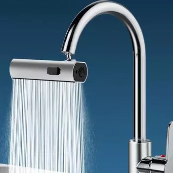 Насадка-распылитель для кухонной раковины, многофункциональная насадка-аэратор для смесителя, вращающийся удлинитель распылителя для водопроводного крана серебряный