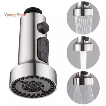 Насадка-распылитель для смесителя, съемная 3-функциональная регулируемая выдвижная металлическая насадка, сменная насадка для душа в ванной, удлинитель смесителя для раковины, кухонные принадлежности серебряный