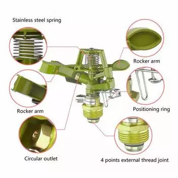 Насадка-распылитель с регулировкой направления штифта на 360 градусов, вращающаяся на дальнее расстояние, прочная рокерная насадка большой площади, садовые принадлежности золотистый