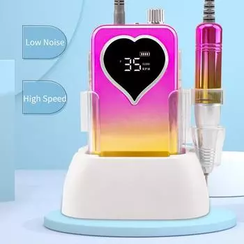 Насадка с градиентным сердцем, 35000 об/мин, портативная настольная беспроводная электрическая дрель для ногтей, перезаряжаемая полировальная машинка для маникюра и педикюра EU жёлтый