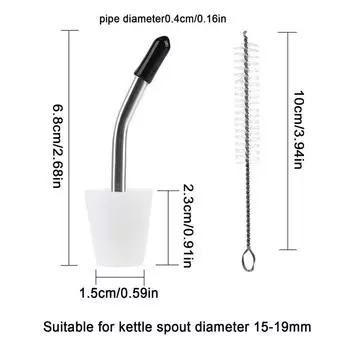 Насадка-удлинитель носика чайника для кемпинга на открытом воздухе, насадки, удлинительная трубка для кофейного фильтра, носики, силиконовый носик для кофейника из нержавеющей стали белый