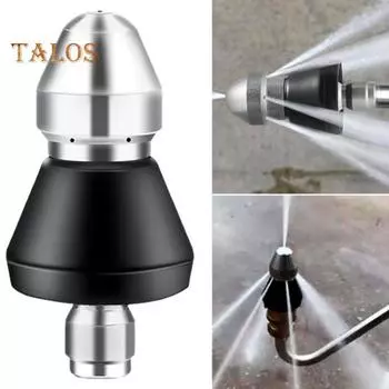 Насадка высокого давления из нержавеющей стали, инструмент для очистки канализации, 1/4-дюймовый быстрый разъем, передние и задние форсунки, мойка высокого давления, канализационная промывочная труба, садовый шланг A