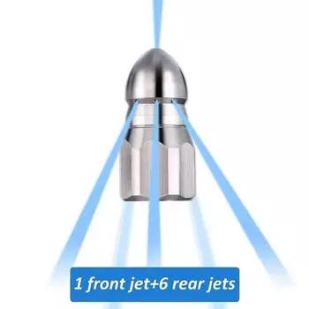 Насадка высокого давления «мышиная голова» из нержавеющей стали для рытья канализации, насадка высокого давления «мышиная голова» 1/4 спереди, одна сзади, шесть насадок One Size