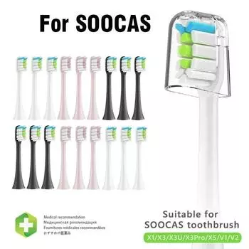 Насадки для электрической зубной щетки Sonic для Xiaomi Soocas X3 X5 X3u X1 V1 V2, сменные насадки для головки Soocare с щеткой и пылезащитной крышкой 4pcs