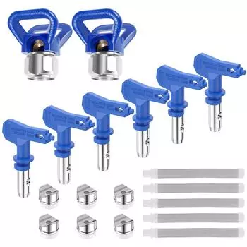 Насадки для безвоздушного распылителя 6 шт. Реверсивные насадки для безвоздушного распылителя краски с 2 шт. седлами для сопел Безвоздушные краскопульты синий