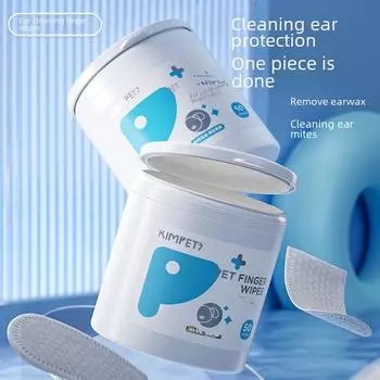 Насадки для чистки ушей домашних животных: Универсальные салфетки для кошек и собак - ушная сера, ушные клещи, чистка зубов 50pcs