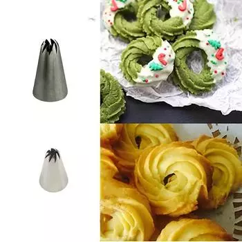 Насадки для кондитерских изделий из нержавеющей стали среднего размера для украшения тортов - 8-зубчатые насадки для глазури, идеально подходят для печенья и десертов, кухонные принадлежности для выпечки серебряный