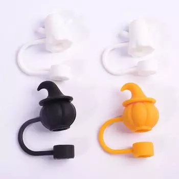 Насадки для соломинок на Хэллоуин для стаканов, мультяшные многоразовые заглушки для питья, набор пылезащитных насадок для соломинок, чехол для подарка на вечеринку