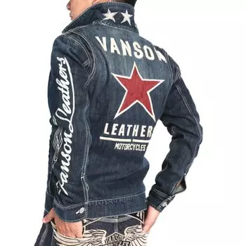Наш магазин изготавливает на заказ джинсовую куртку Jean Jean One Star Embroidery Patch Denim Jacket Distressed Indigo [Banson] & JFV-2301-INDIGO (S, (К))
