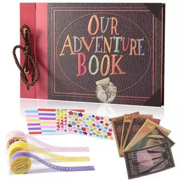 Наша книга приключений. Изготовленный вручную альбом в кожаном переплете, посвященный вдохновляющей саге «Up», 11,92 x 7,62 дюйма, 80 страниц коричневый