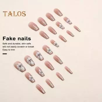 Нашивка для ногтей с камелией, мигающая в стиле ретро, легкая подрезка, безопасная, винтажная, широкого применения, средней длины, поставка накладных ногтей розовый