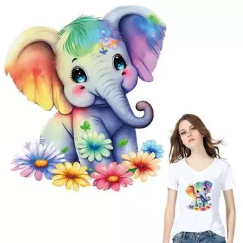 Нашивка для одежды, футболка с цветочным слоном, Ropa Diy, толстовки с капюшоном, термопресс, аппликация, наклейки для одежды, железные нашивки