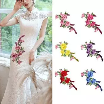 Нашивка для одежды, высокая устойчивость цвета, съемная, устойчивая к морщинам, сделай сам, ручная вышивка, этнический стиль, тканевая нашивка с цветком, товары для дома красный