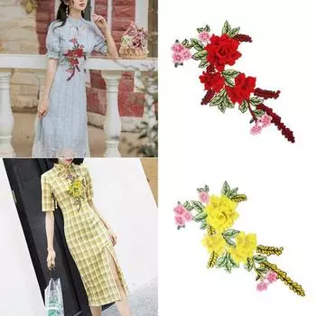 Нашивка для одежды, высокая устойчивость цвета, съемная, устойчивая к морщинам, сделай сам, ручная вышивка, этнический стиль, тканевая нашивка с цветком, товары для дома красный