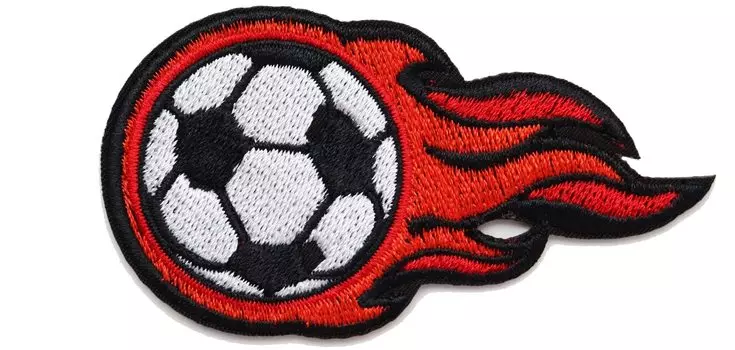 Нашивка Футбольный мяч Инструкции включены Пламя и Мяч Крутая Вышитая Нашивка Приклеивается Термоклеем (японский язык)