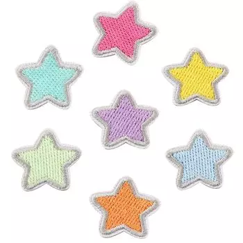 Нашивка из железа, вышитая нашивка, звезда, набор из 7 цветов, ремонт одежды своими руками