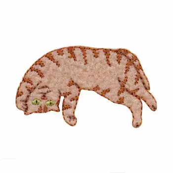 Нашивка KIYOHARA Craft Gallery Cat с беззаботной позой, высота 25 мм x ширина 45 мм, WNK-06