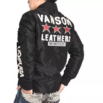 Нашивка на летную куртку с открытым низом в виде тройной звезды, изготовленная на заказ [Vanson] MA-1 и NVJK-2308 (С, Черный) чёрный