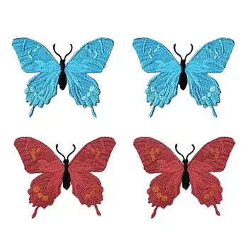 нашивка на липучке с изображением животных, аппликация на липучке ... модная вышивка (большая бабочка 4 очка сет)