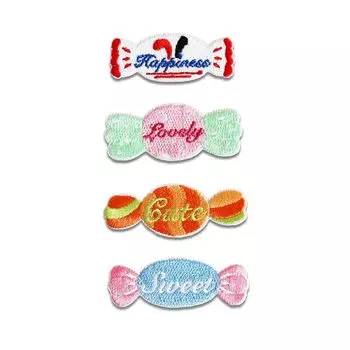 нашивка на липучке с изображением животных, аппликация на липучке ... модная вышивка (Happy Candy 4 очка сет)
