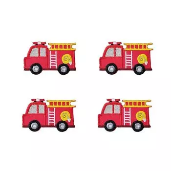 нашивка на липучке с изображением животных, аппликация на липучке ... модная вышивка (Пожарная машина 4 очка набор)