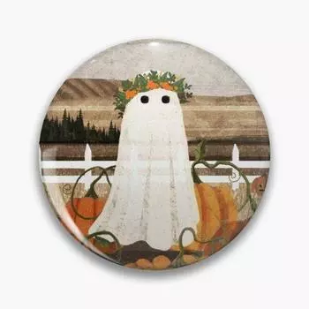 Нашивка «Призрак в тыквах» Ag, мягкая булавка на пуговицах, забавная одежда, креативный мультяшный модный подарок, воротник шляпы, металлический значок, булавка на лацкане, милая булавка для влюбленных 32mm(1.25in)