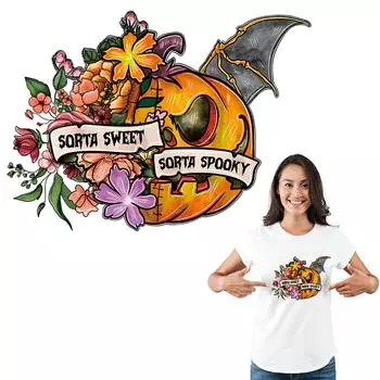 Нашивка с цветком тыквы, художественные ремесла, глажка, термоклейкая передача, моющаяся одежда, аппликация, аксессуар «сделай сам», термонашивка