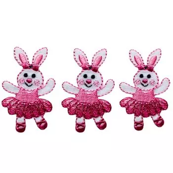 Нашивка с изображением кролика-балерины, 3 шт., для детского сада, стильная, милая, для начальной школы, ручная работа, радужный кролик (розовый) Набор, Товары, Заплатка, Патч, Детский сад,