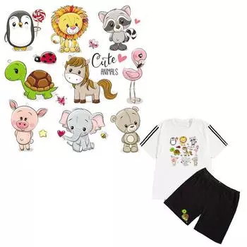 Нашивка с изображением мультяшного животного, моющиеся наклейки для одежды, полосатая экологически чистая футболка «сделай сам», черепаховая нашивка, теплопередача 9.6x10 cm