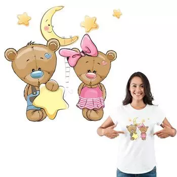 Нашивка с медведями для детской одежды, наклейки на толстовки «сделай сам», нашивки с термопрессом, футболка с аппликацией, железные наклейки, нашивки в подарок
