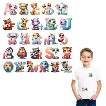 Нашивка с милыми животными и алфавитом на одежде, нашивка с буквами AZ, принадлежности для рукоделия, новый моющийся аксессуар для одежды, теплопередача своими руками