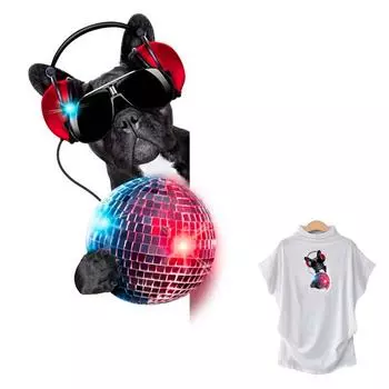 Нашивка с утюгом на одежде, наклейки с французским бульдогом, моющиеся полосатые наклейки на одежду, футболка «сделай сам», экологически чистые термопереводные картинки 6.2x9 cm