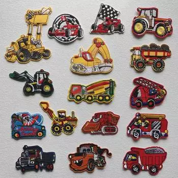 Нашивка с вышивкой машинок из мультфильма, железные нашивки для одежды, автомобильные нашивки для одежды, наклейки-аппликации «сделай сам», подарок для детей 7x6.1cm