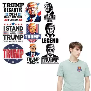 Нашивка Trump Time для одежды 2024, Америка, выборы, железная нашивка, аксессуар для одежды, моющийся, новый, сделай сам, теплопередача