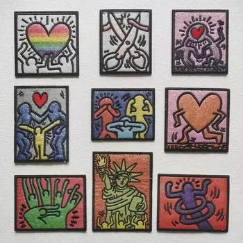 Нашивка в виде сердца, вышитые нашивки на одежде, художественное ремесло, вышивание, железные нашивки, сделай сам, нашивка со статуей Свободы, значок, наклейки 7.2x8.1cm