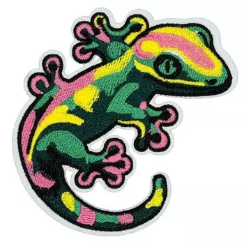 Нашивка Wikineon с изображением ящерицы. Для глажки и шитья. Стильный дизайн для взрослых. Вышитые нашивки для курток, парок и джинсов.