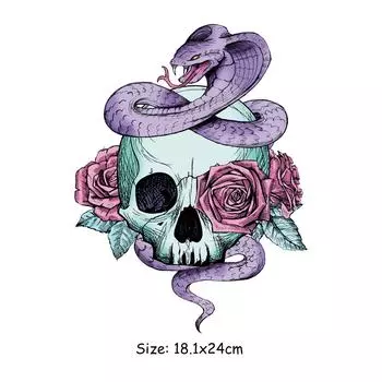 Нашивки для одежды Черепа змей Термопресс Аппликация Футболка Diy Parches Ropa Наклейки для одежды Термоперенос Винил