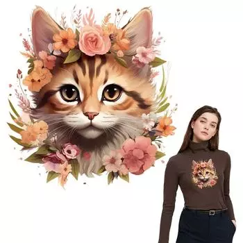 Нашивки для одежды Цветочные коты Термопереводные аксессуары для одежды Моющиеся DIY Новые Термопрессовые Наклейки для джинсов