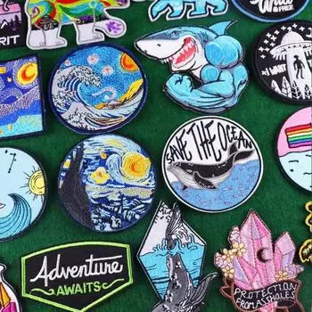 Нашивки для платья на одежде, нашивка с вышивкой, наклейки с аппликациями на нашивки для одежды