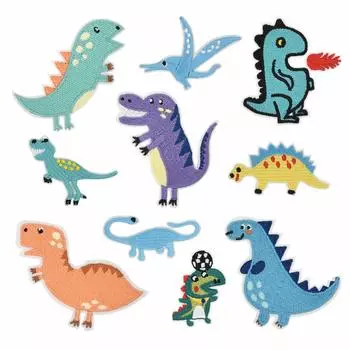 Нашивки для вышивки MUNCVY, аппликация своими руками, одежда с мотивом динозавра, милые украшения для мальчиков и девочек, детский сад, набор из 10 штук