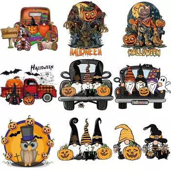 Нашивки на Хэллоуин Термонаклейка на одежду Тыквенные фонарики Нашивки для футболок Термоперенос для одежды Аппликация своими руками Термонаклейка