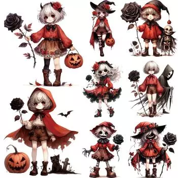 Нашивки на одежду Хэллоуин Девушки Наклейки Винил Термопресс Толстовки Топы DIY Моющиеся Термонашивки Одежда Тыква Роза