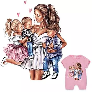 Нашивки с аппликацией для мамы «Великая мама с 3 детьми», новый дизайн, термопереводная полоса «сделай сам», утюг на переводе