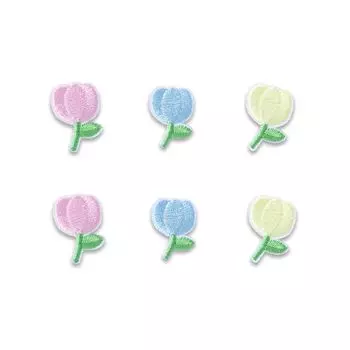 Нашивки с аппликацией из 6 предметов для маленьких симпатичных девочек, детей, вышивка, детский сад, (Тюльпан, Набор)