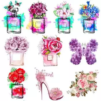 Нашивки с цветами Термонаклейки на одежду Нашивки с мультяшными бабочками для футболок Термоперенос для аппликации на одежду Термонаклейки своими руками