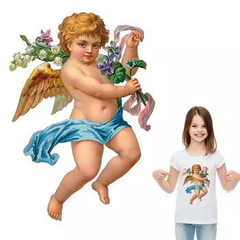 Нашивки с изображением ангела для одежды, наклейки для девочек и мальчиков, футболка с надписью Hot Tear, платья, новый дизайн, термопереводная нашивка своими руками